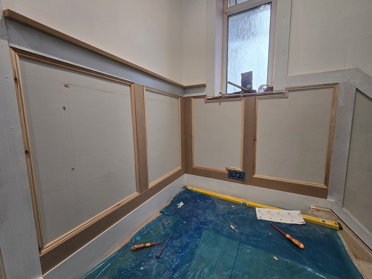 Hallway during panelling installation