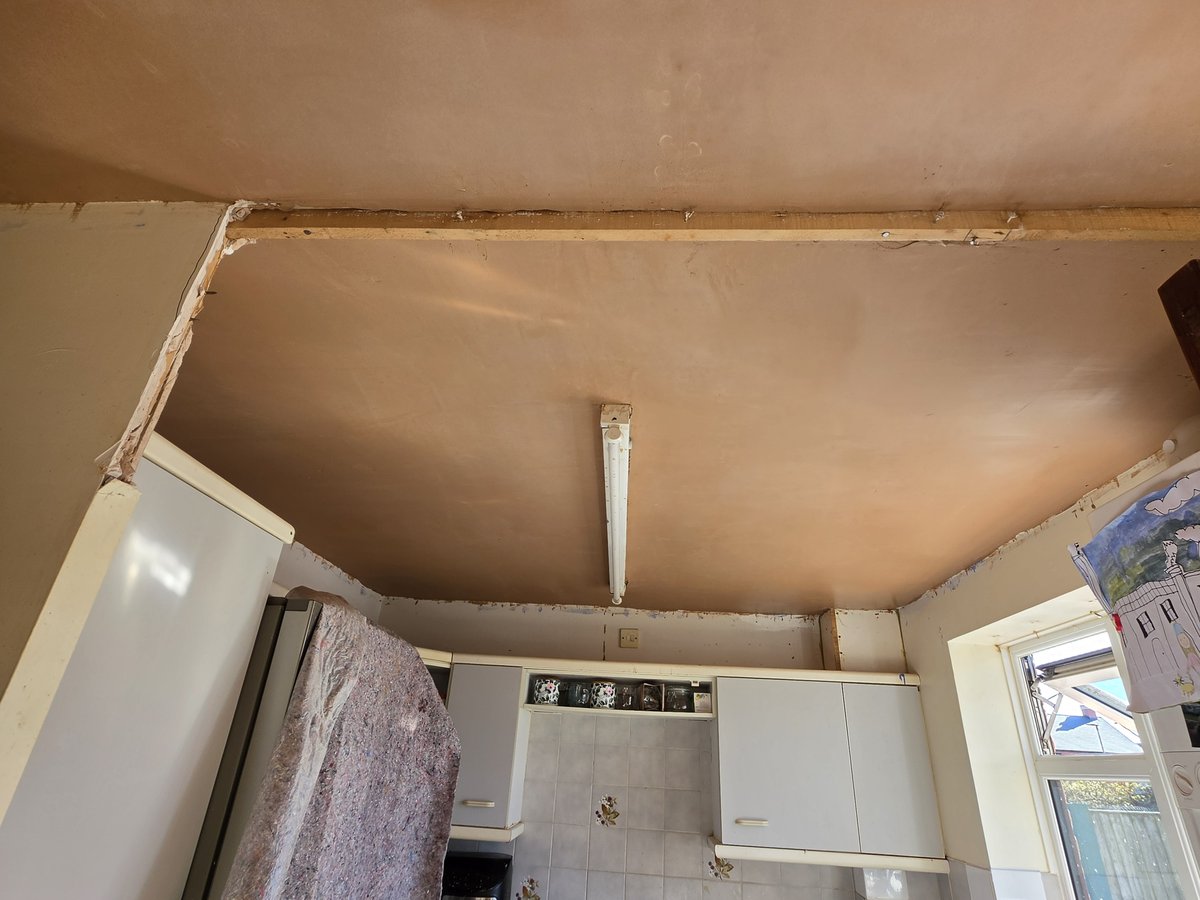 Freshly skimmed ceiling after plastering